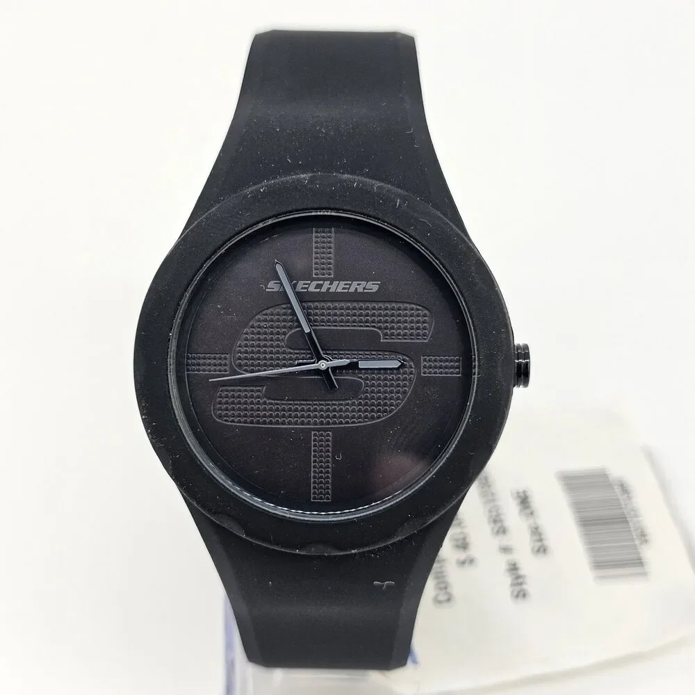 Skechers Unisex Watch‎ 42MM Black Dial Black Plastic Band Straps New Battery
